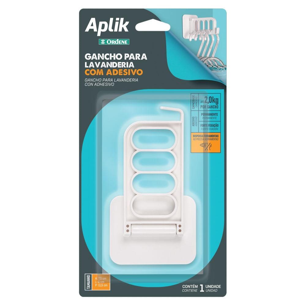 Gancho Plástico para Cabides com Adesivo Log Ordene - 1