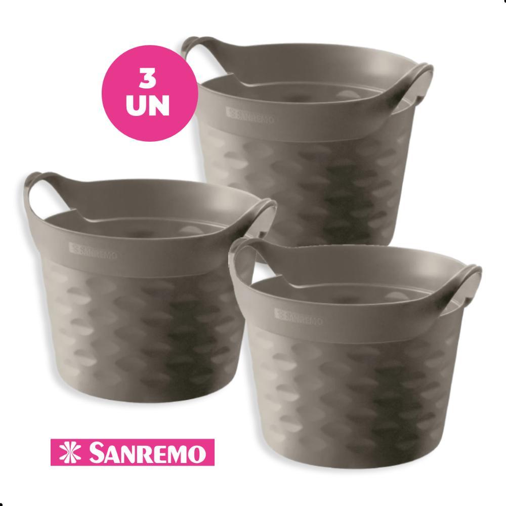 Kit Cesto Organizador Circular Plástico Castor 3L Sanremo 3 Unidades - 2