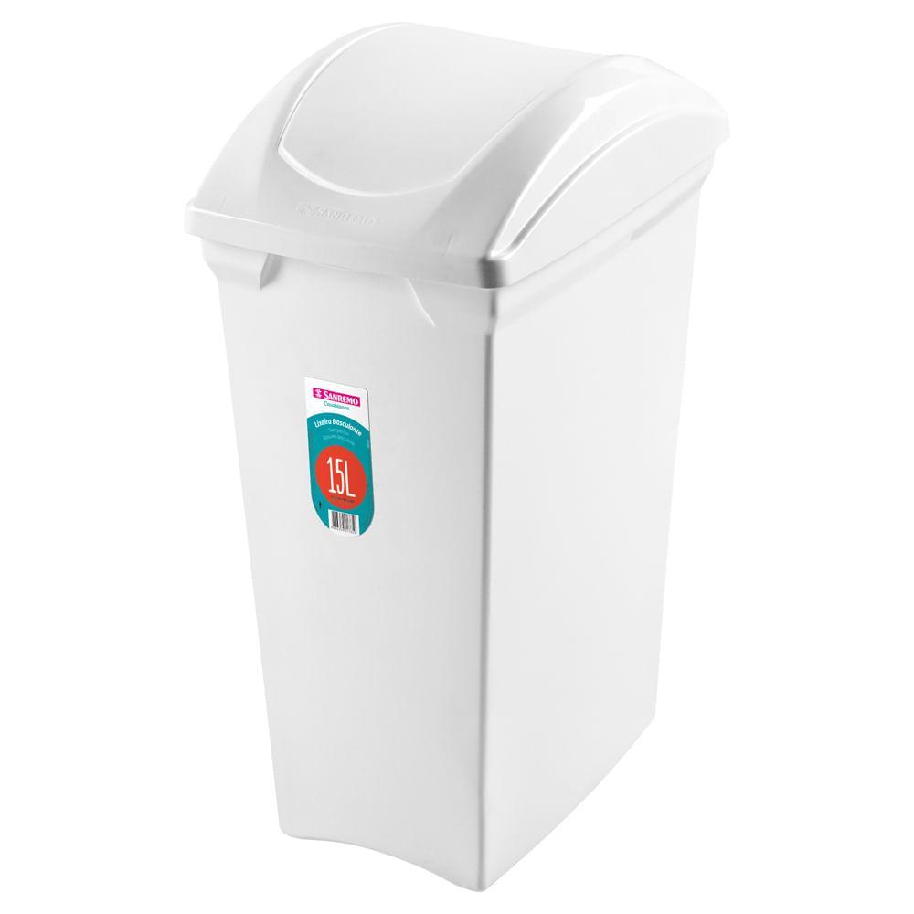 Lixeira Plástica com Tampa Basculante Branca 15L Sanremo - 1
