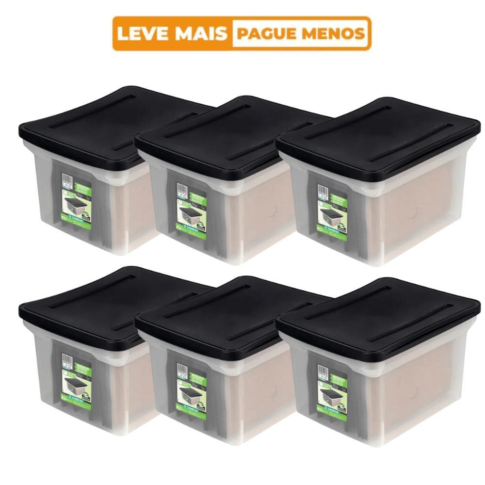 Kit 6 Caixas Organizadoras Arquivo Larga Empilhável Cristal Ordene - 1