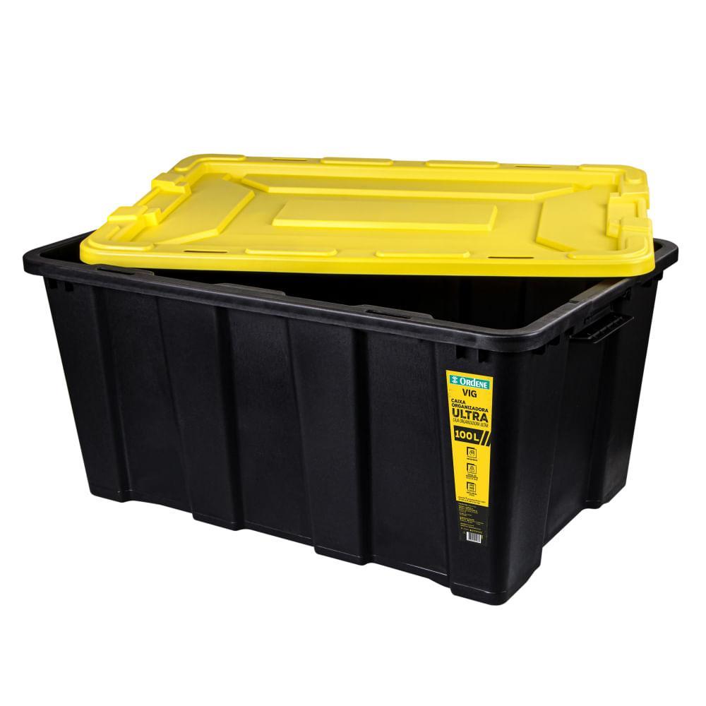 Caixa Organizadora Plástica Ultra Preta 100L Vig Ordene - 3