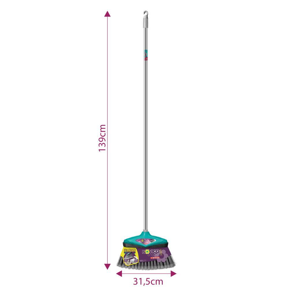 Kit Vassoura + Rodo + Pá Para Lixo Com Cabo Noviça - 6