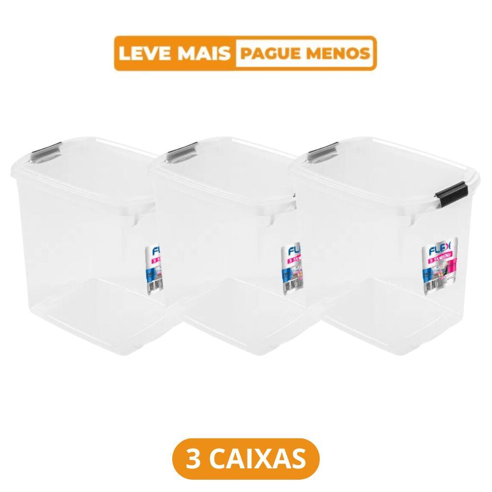 Kit 3 Caixa Organizadora Transparente 14L Flex Sanremo - 1