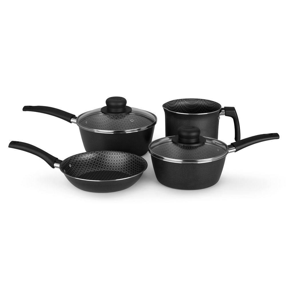 Kit de Panelas Antiaderente em Alumínio Multiflon e Acessórios 7 Peças Preto - 2