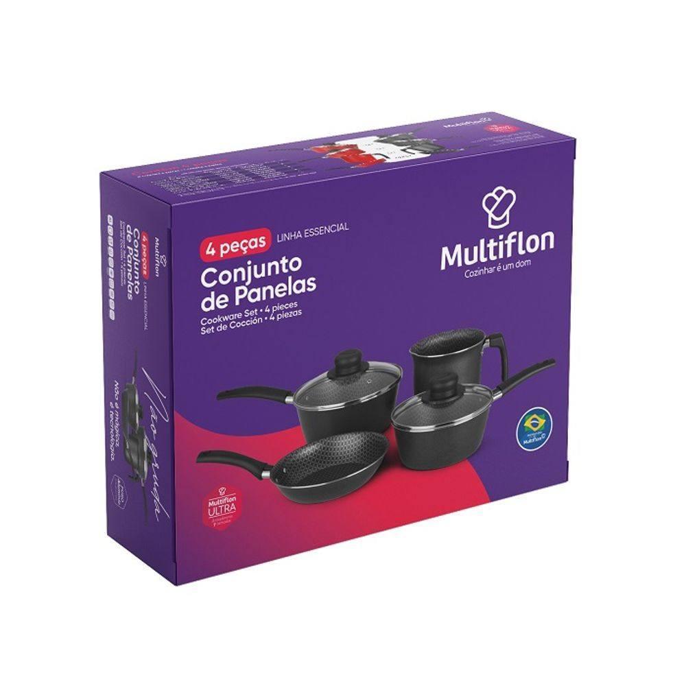 Kit de Panelas Antiaderente em Alumínio Multiflon e Acessórios 7 Peças Preto - 5