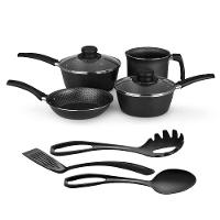 Kit de Panelas Antiaderente em Alumínio Multiflon e Acessórios 7 Peças Preto - 1