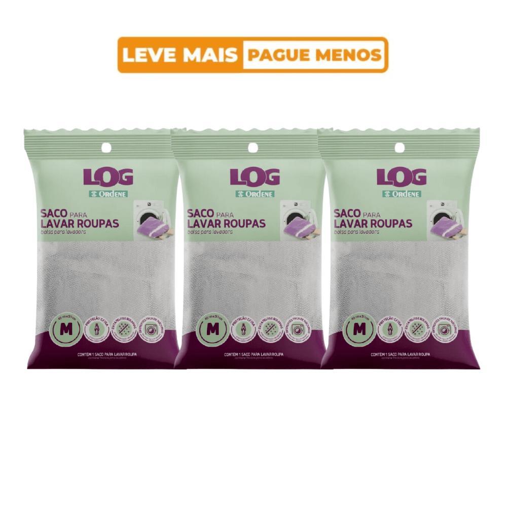 Kit Saco para Lavar Roupa Médio 3 Unidades Log Ordene - 1