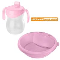 Kit Prato 450ml e Copo Infantil 310ml Rosa Baby Sanremo - 1