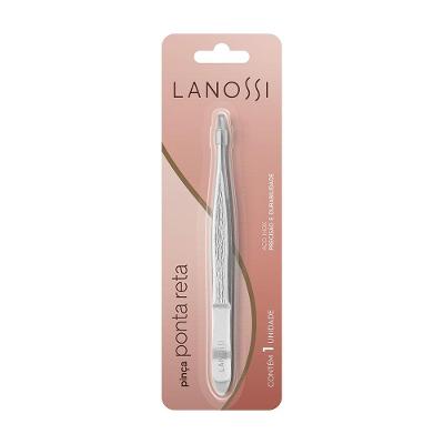 Pinça com Ponta Reta em Aço Inox Lanossi