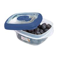 Kit 3 Potes Plásticos Quadrados Herméticos Azul 280ml Flor Sanremo - 2