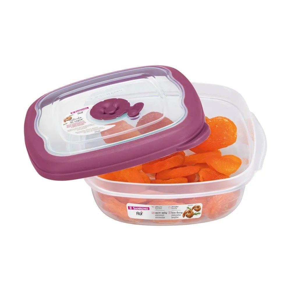 Kit 3 Potes Plásticos Quadrados Herméticos Açaí 920ml Flor Sanremo - 2