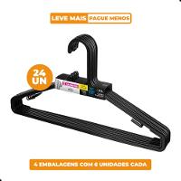 Kit Cabide Plástico Adulto 38cm Preto Sanremo 24 Unidades - 1