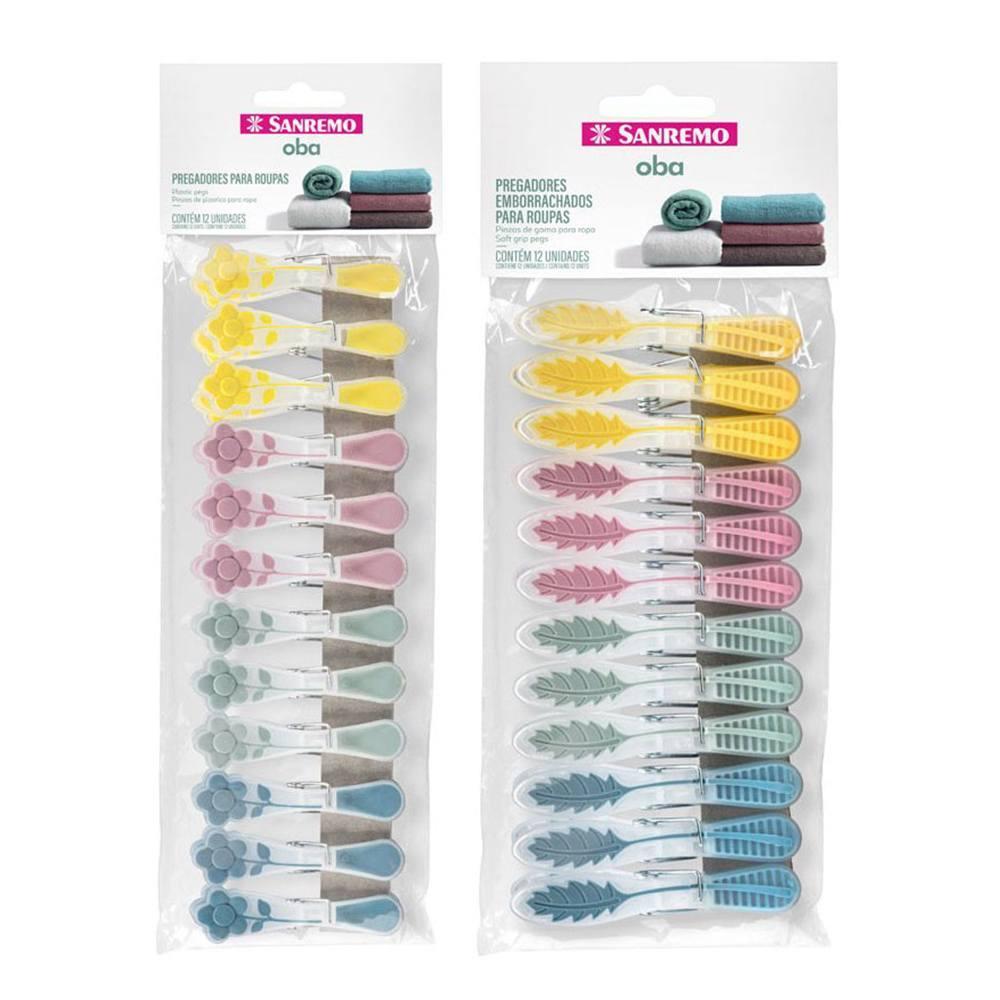 Kit Prendedores de Roupa Plástico Folhas e Flores Sanremo 24 Unidades - 1