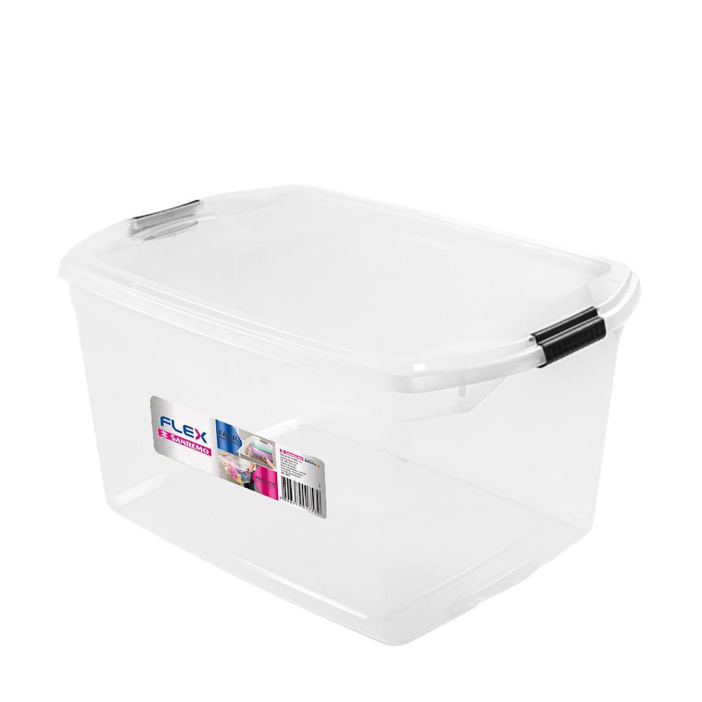 Caixa Organizadora Plástica Transparente 80L Flex Sanremo - 1