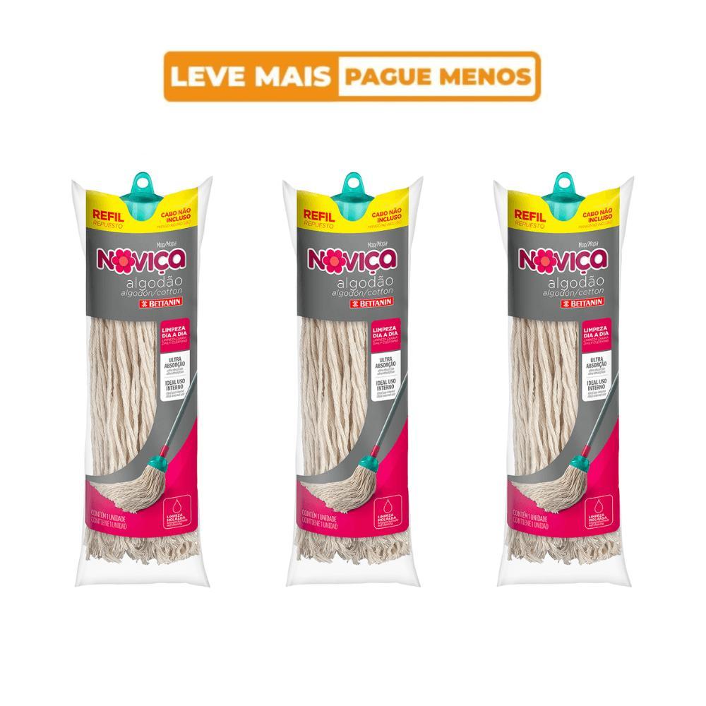 Kit 3 Refil Mop Esfregão Algodão para Uso Interno Noviça Bettanin - 1
