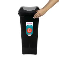 Lixeira Plástica com Tampa Basculante Preta/Prata 40L Casablanca Sanremo - 3