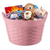 Kit 3 Cestos Organizadores Circular Plástico Rosa 30L Sanremo - 3