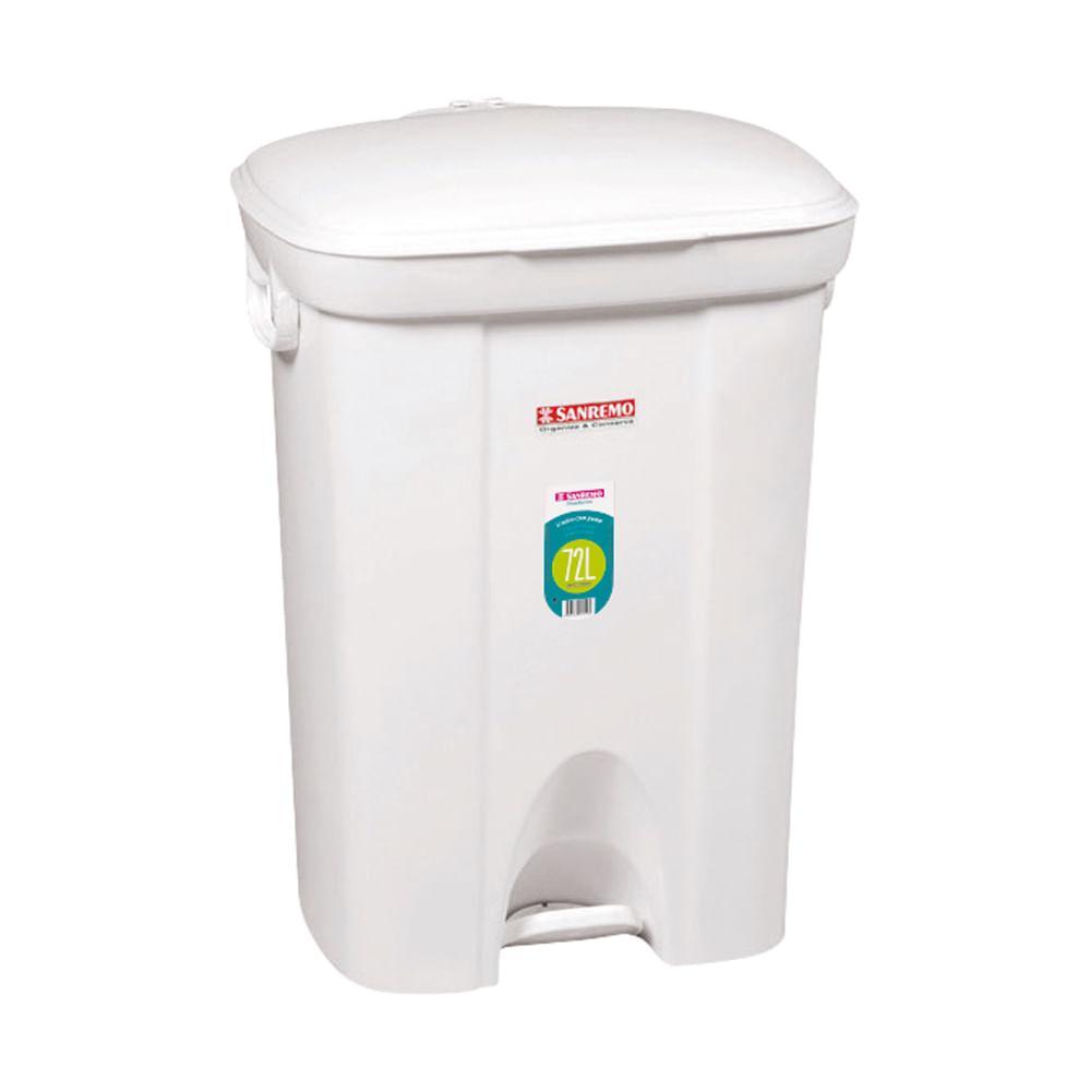 Lixeira Plástica com Pedal Branca 72L Casablanca Sanremo - 1
