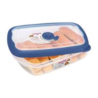 Kit com 3 Potes Plásticos Retangulares Herméticos Azul 1,26L Flor Sanremo - 2