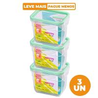 Kit 3 Potes Plásticos com Travas Herméticos Verde Menta 770ml Freshy Sanremo - 1
