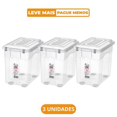 Kit 3 Caixa Organizadora Transparente 26,5L Top Stock Sanremo