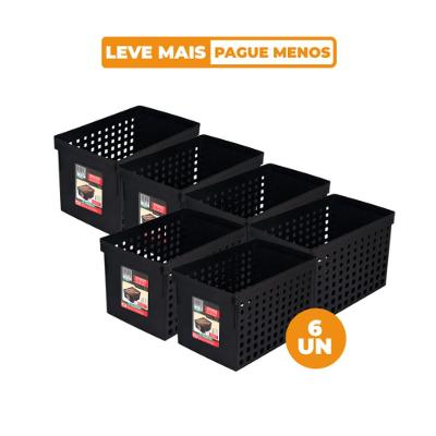 Kit Caixa Arquivo Larga com Furação Preta 6un