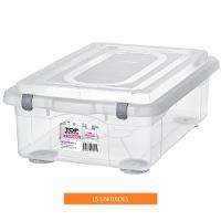 Kit Caixa Organizadora Transparente 28,2L 15 unidades Top Stock Sanremo - 1
