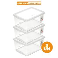 Kit Caixa Organizadora Plástica Cristal 7,5L Ordene 3 un - 1