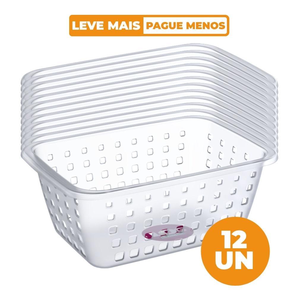 Kit 12 Cestos Organizadores Plásticos Cristal 5,2L Log Ordene - 1