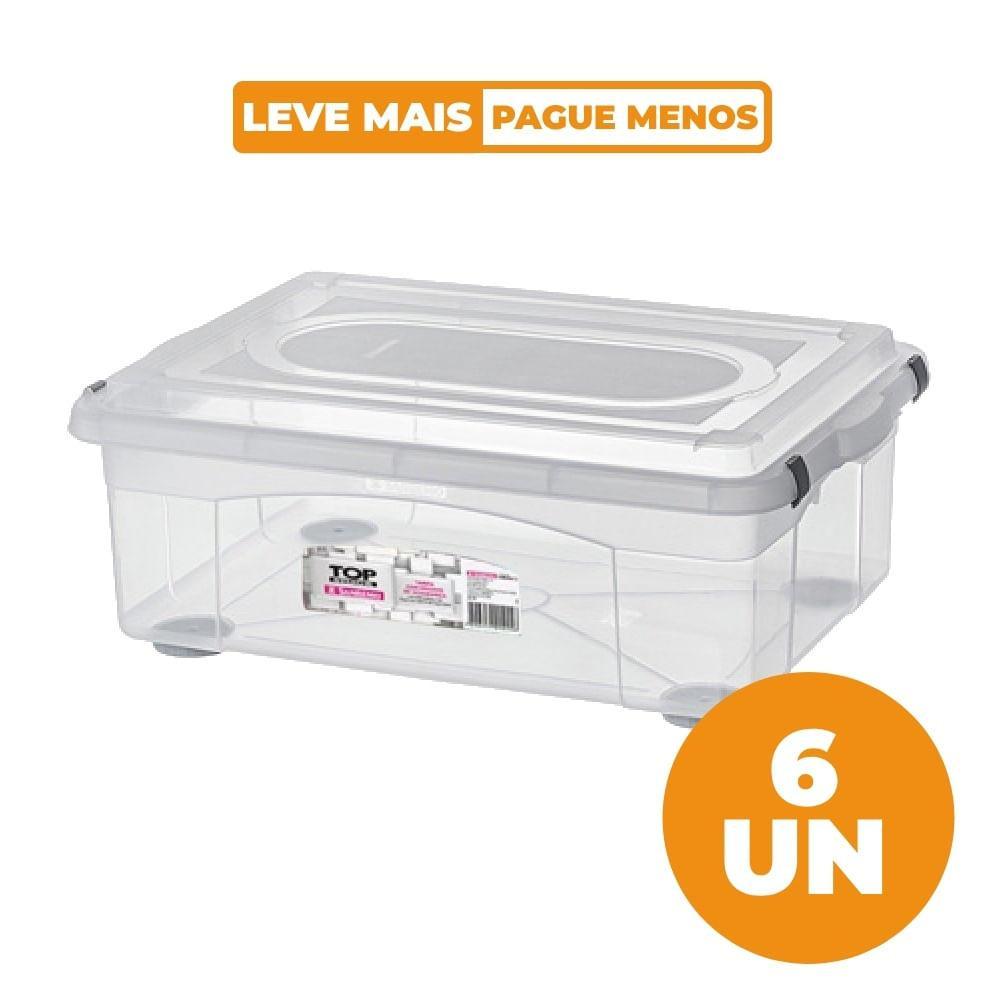 Kit Caixa Organizadora Transparente 42L 6 un Top Stock Sanremo - 1