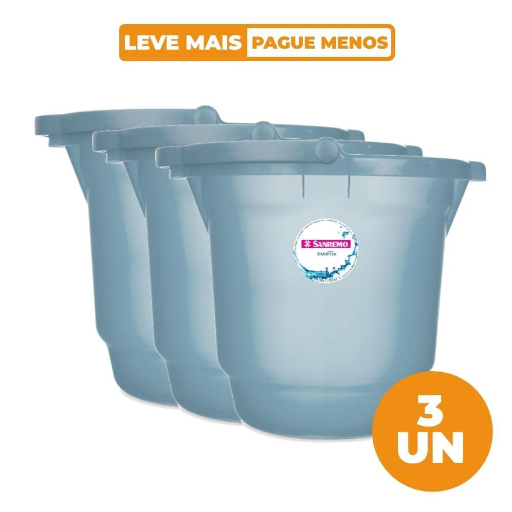 Kit 3 Baldes Plásticos Azul com Alça 12L Hydrus Sanremo - 1