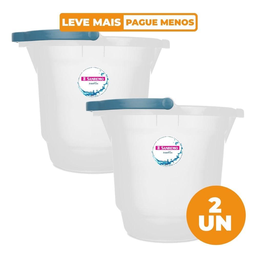 Kit 2 Baldes Plásticos Transparente com Alça 12L Hydrus Sanremo - 1