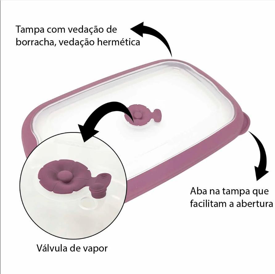 Kit 3 Potes Plásticos Redondos Herméticos Açaí 3,2L Flor Sanremo - 3