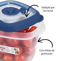 Kit 3 Potes Plásticos Quadrados Herméticos Azul 450ml Flor Sanremo - 4