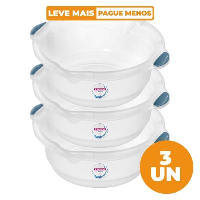 Kit 3 Bacias Plásticas Transparentes 14L Hydrus Sanremo