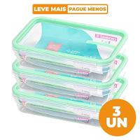 Kit 3 Potes Plásticos com Travas Herméticos Verde Menta 820ml Freshy Sanremo - 1