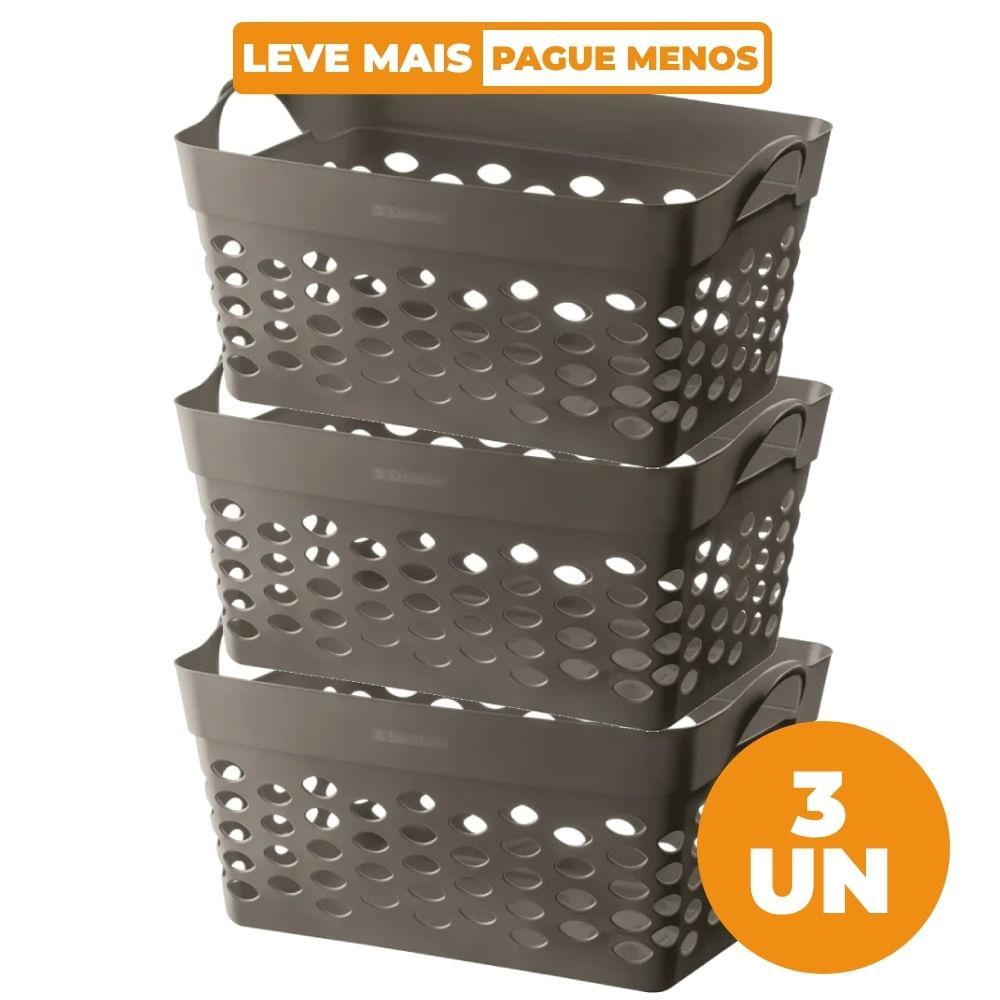 Kit 3 Cestos Organizadores Retangular Plástico Castor 22L Moolti Sanremo - 1