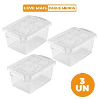 Kit 3 Caixas Organizadoras com Trava e Alça Cristal 650ml Bel Ordene - 1