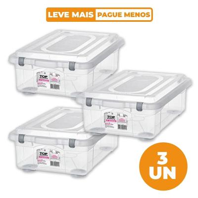 Kit 3 Caixas Organizadoras Transparentes 28,2L Top Stock Sanremo