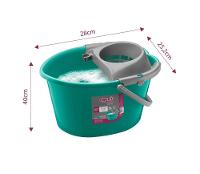 Kit Balde Plástico com Escorredor 14L Noviça + 2 Refil Mop Esfregão Algodão para Uso Interno - 2