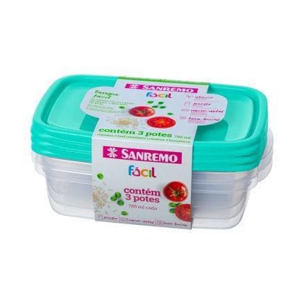 Kit 3 Potes Plásticos 785ML Fácil Sanremo - 2