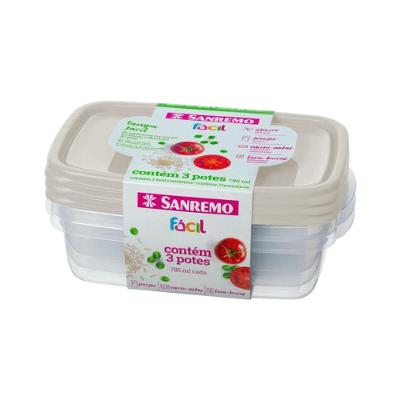 Kit 3 Potes Plásticos 785ML Fácil Sanremo