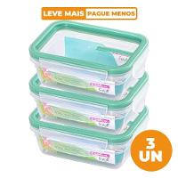 Kit 3 Potes Plásticos com Travas Herméticos Verde Menta 330ml Freshy Sanremo - 1