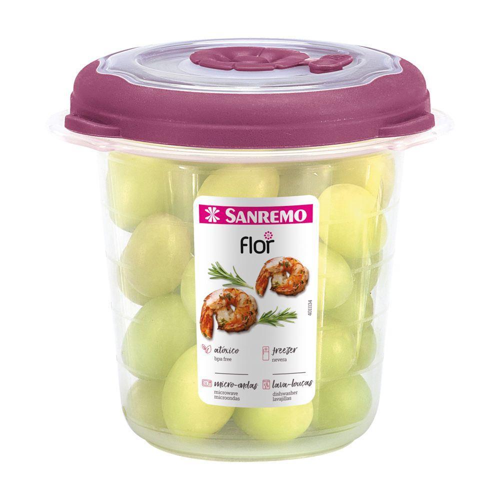 Kit 3 Potes Plásticos Redondos Herméticos Açaí 480ml Flor Sanremo - 2