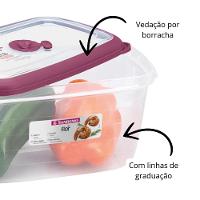 Kit 3 Potes Plásticos Redondos Herméticos Açaí 480ml Flor Sanremo - 3