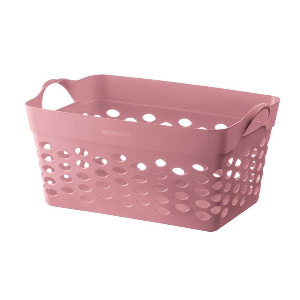Kit 3 Cestos Organizadores Retangular Plástico Rosa 22L Moolti Sanremo - 2