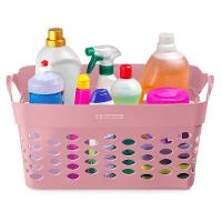 Kit 3 Cestos Organizadores Retangular Plástico Rosa 22L Moolti Sanremo - 4