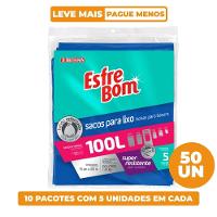 Kit Saco de Lixo Fundo Reforçado Azul 100L EsfreBom 50 Unidades - 1