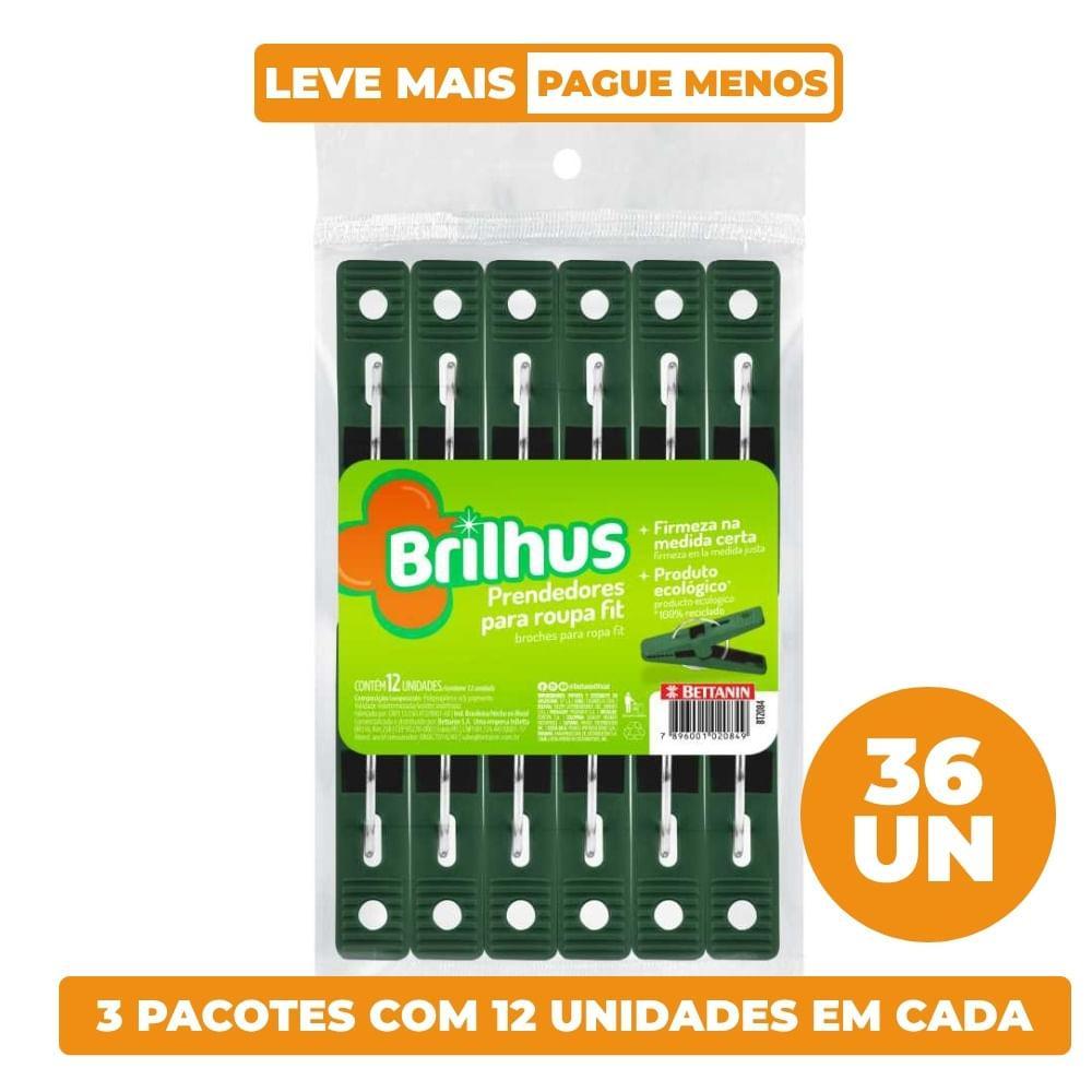 Kit Prendedor de Roupa Fit Ecológico Brilhus 36 Unidades - 1
