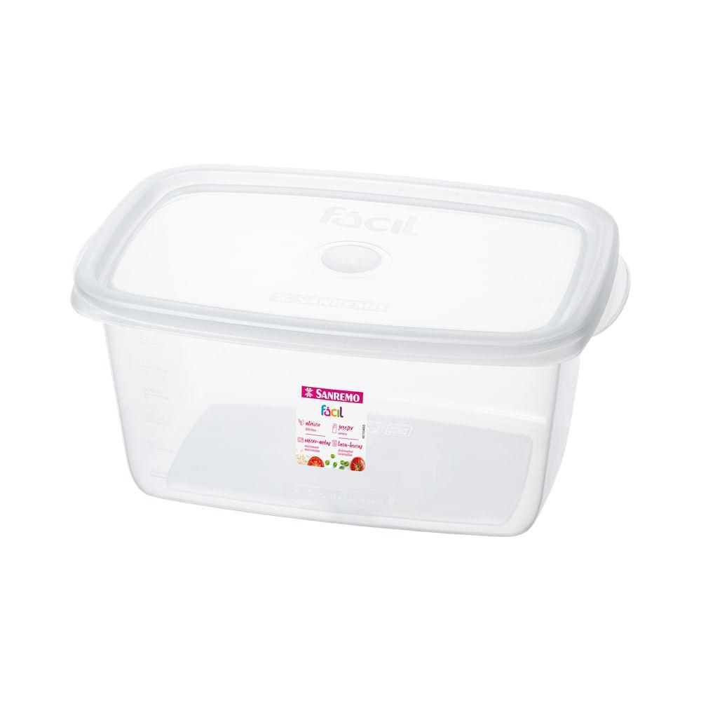 Kit 3 Potes Plásticos Retangulares Fácil Cristal 1,4L Sanremo - 2